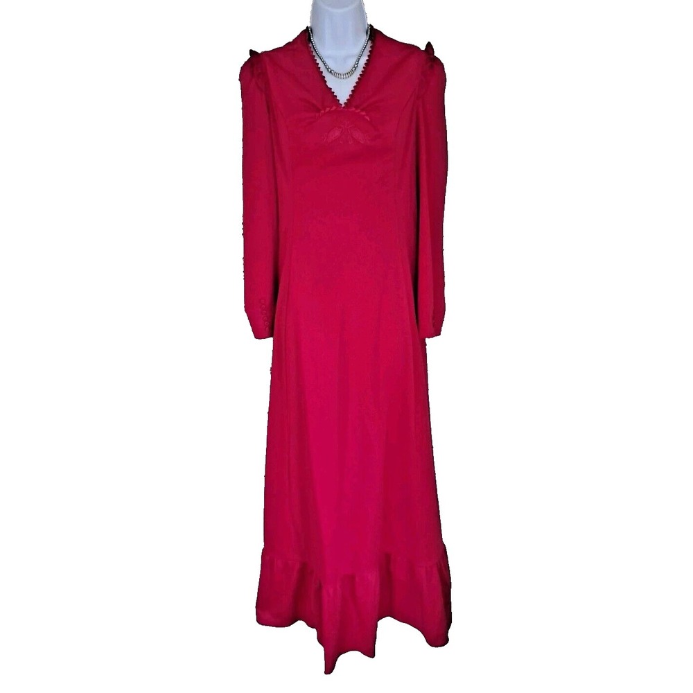 Mikey, Jr. of California Dress Size 13 Pink Maxi Barbie Milkmaid Peasant V-neck